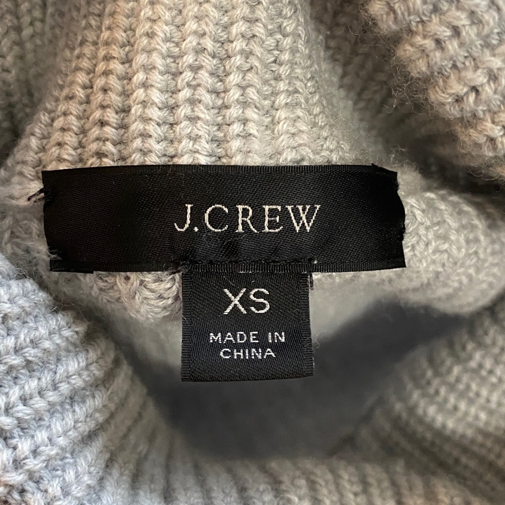 J. Crew Women’s Rib Knit Turtleneck Sweater Gray Cotton/Cashmere Blend Size XS - Picture 5 of 6